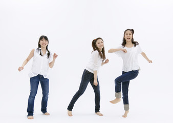 Young women dancing