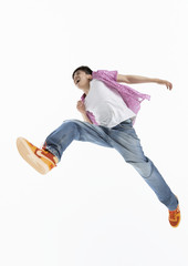 Young man jumping