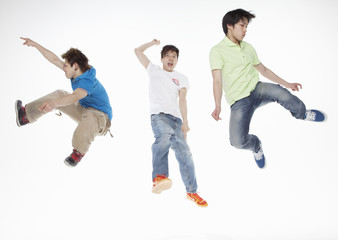Young men jumping