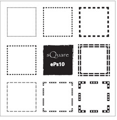 Set of empty scribble square frame, vector design elements, 9 square frame.