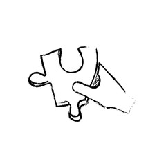 hand with puzzle piece icon vector illustration graphic design