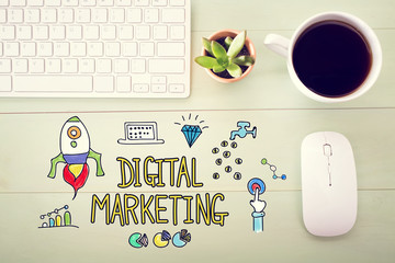 Digital Marketing concept with workstation