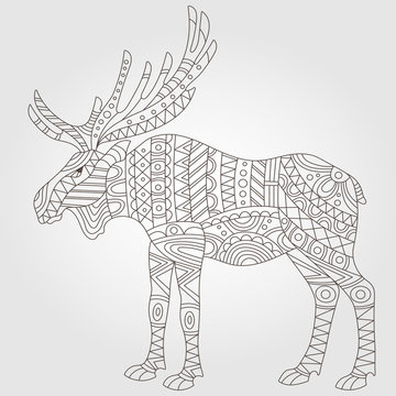 Contour illustration with abstract ram, dark outline on a light background