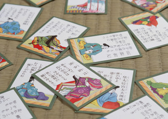 Fototapeta na wymiar Play cards of the one hundred poets