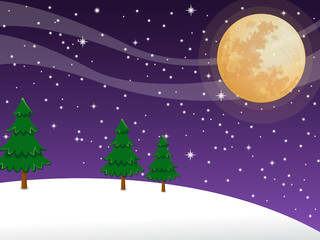 Night christmas on full moon background