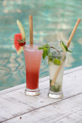 Summer fruity cocktail drinks 