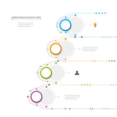 Vector molecule with 3D paper label, integrated circles background. Blank space for content, business, infographic, diagram, digital network, flowchart. Social network connection technology concept 