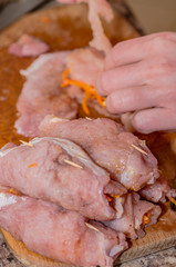 roll, cooking, lunch, process, exclusive, own, home, kitchen, food, raw, juicy, tasty, carrots, cooked