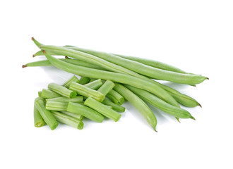 green beans on white background