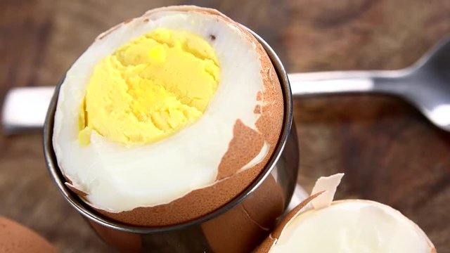 Hard boiled Eggs as not loopable roating 4K UHD footage