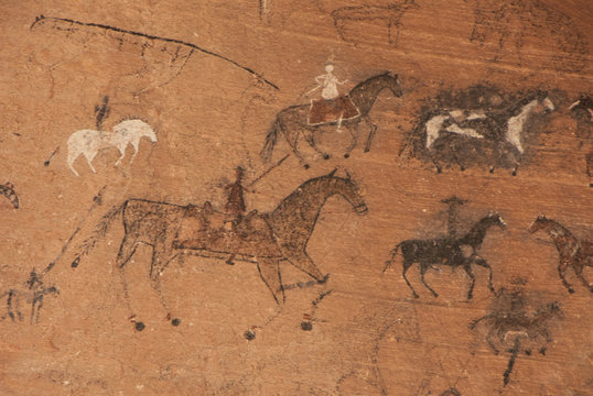 Canyon de Chelly National Monument, Blue Bull Cave, pictographs, Arizona