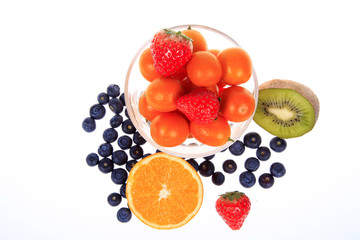 Blueberry kiwi strawberries and oranges