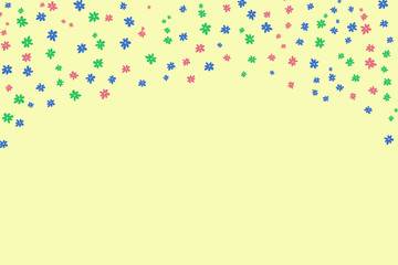Hand drawn falling colorful flowers pattern on cream background with copy space