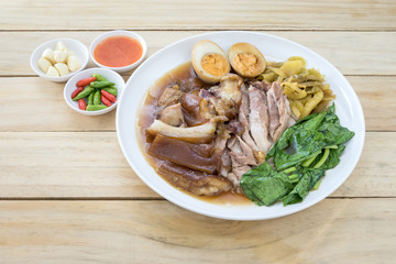 Thai food, Stewed pork leg on rice.