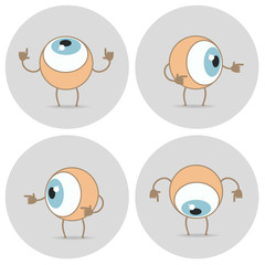 Eyes cartoon icon. The eye looks up, down, left, right, around