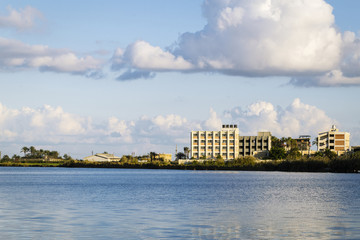 Obraz premium Coastline of the Nile river,Damietta,Egypt..