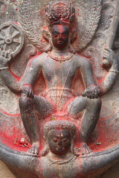 Vishnu and Garuda statue at Changu Narayan Temple, Bhaktapur, Kathmandu Valley, Nepal