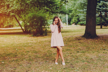 young girl walking park