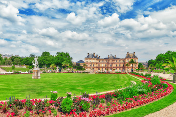 PARIS, FRANCE - JULY 08, 2016 : Luxembourg Palace and park in Pa