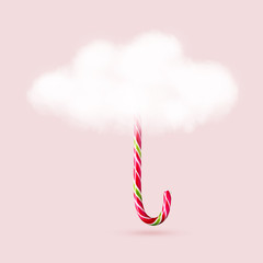 umbrella of clouds and long Christmas candy