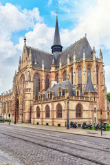 Fototapeta na wymiar Notre Dame du Sablon's Cathedral in Brussels, Belgium and the Eu