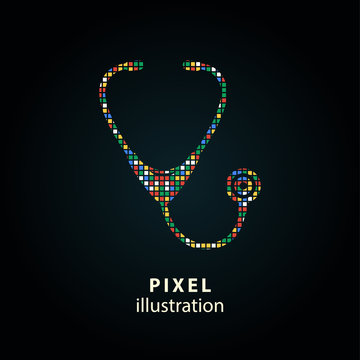 Stethoscope - pixel illustration.