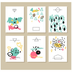 Fototapeta na wymiar Set of creative universal hand drawn cards.