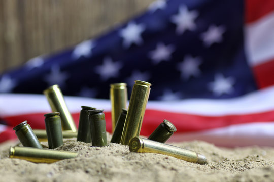 bullet and usa flag in the sand war