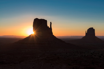 Silhouette of Monument Valley at Sunrise, Arizona, USA