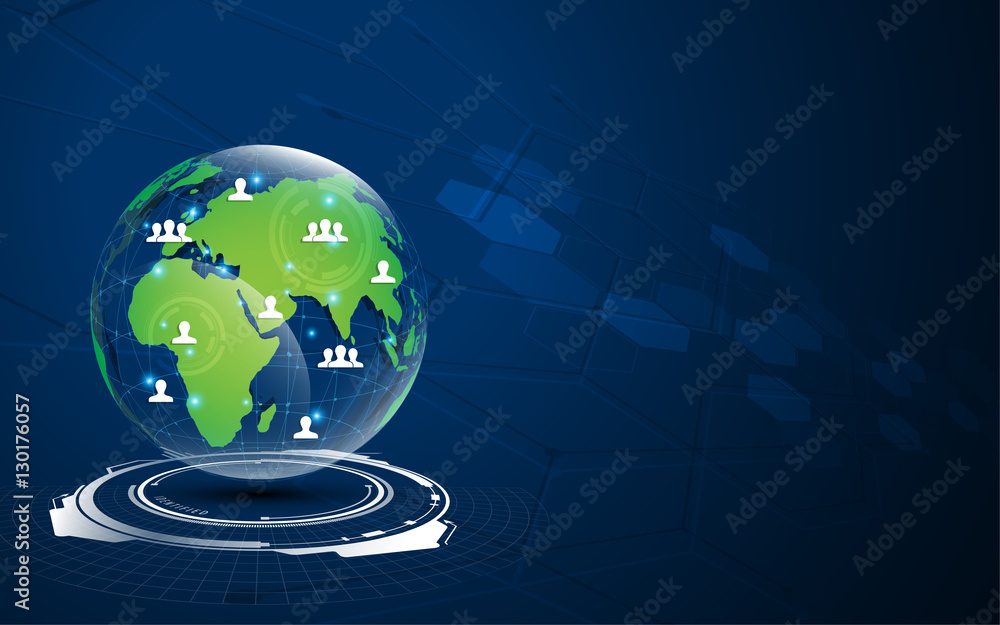 Poster global networking connection technology concept background