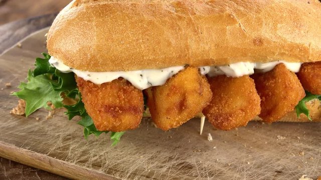 Fried Fish Fingers as not loopable roating 4K UHD footage