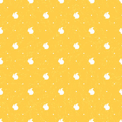 Yellow background with white squirrels. Vector texture for web pages, wallpaper, tablecloth, packaging, wrapping paper, textile, background for invitation card or holiday decor.