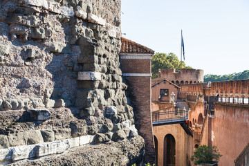 ancient walls of Castle of the Holy Angel in Rome