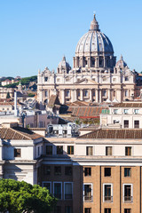 Fototapeta na wymiar apartment houses in Rome city and Basilica