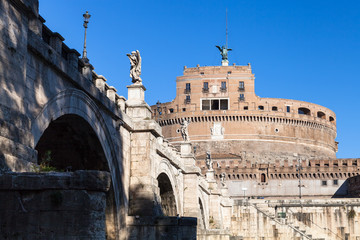 St Angel bridge and Castle Sant Angelo in Rome