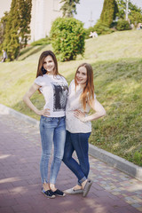 three beautiful girls on walk