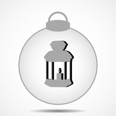 Christmas ball icon on gray background