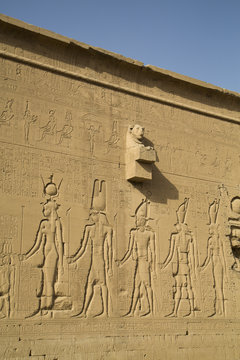 Exterior reliefs, Temple of Hathor, Dendera, Egypt