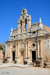 Fototapeta na wymiar Front view of Arkadi Monastery, Crete.