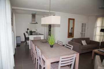 pink table in center of an holidays house