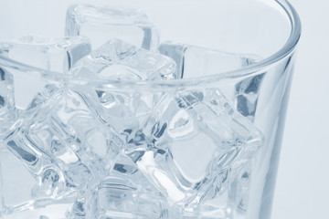 glass with ice cubes