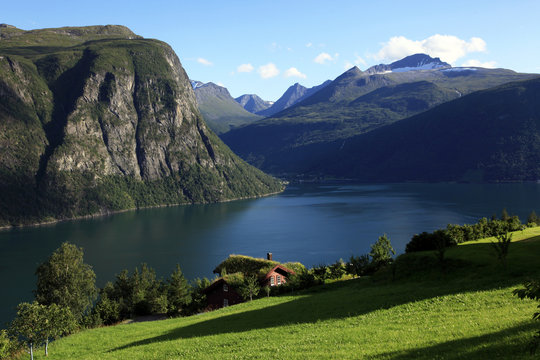 A house above the fjord at Valldal