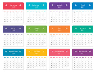 Year 2017 Calendar vector design