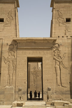 Reliefs depicting the Goddess Hathor, Second Pylon, Temple of Isis, Island of Philae, Aswan, Egypt