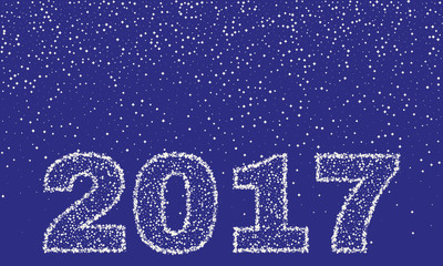 2017 Happy New Year on blue background. Stock - Vector illustration