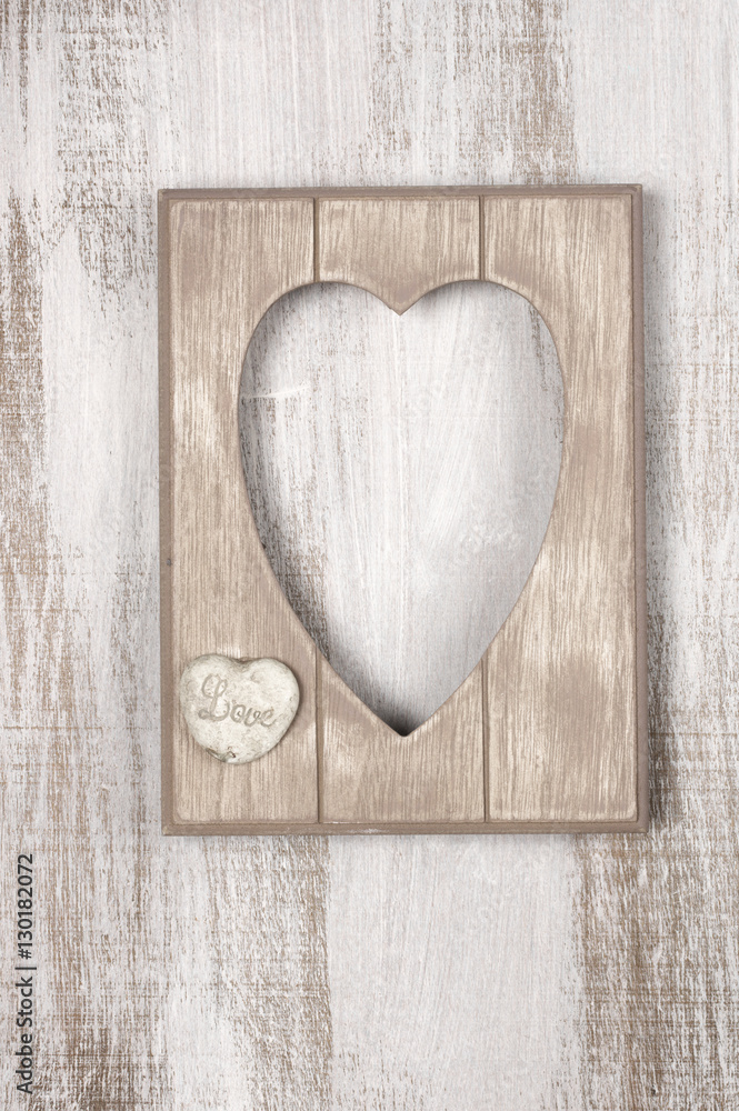 Wall mural Wooden heart shape frame