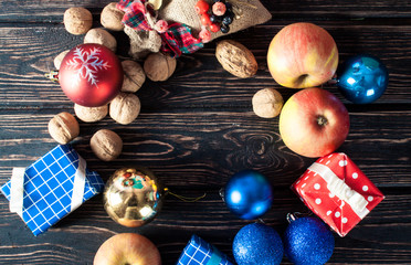 Christmas decoration on wood board. 