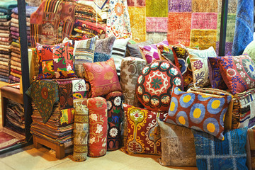 Fototapeta na wymiar oriental cushions in the shop