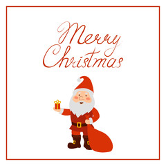 Merry Christmas greeting card with Santa Claus. Vector illustration.
