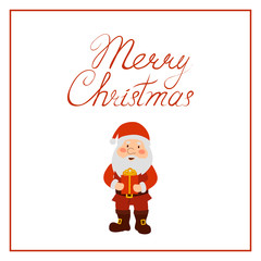 Merry Christmas greeting card with Santa Claus. Vector illustration.